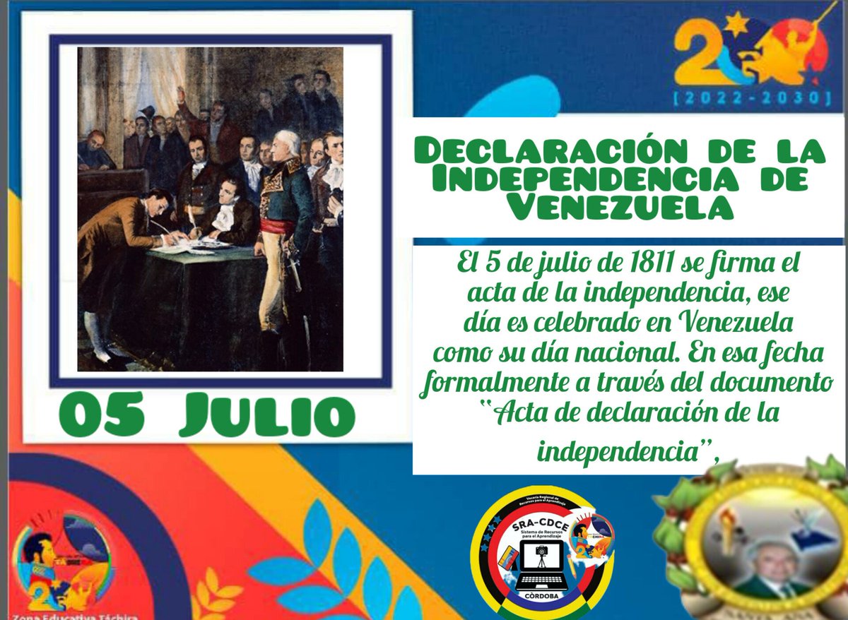 Efemérides del 05 Julio "Declaración de la Independencia de Venezuela (1811)"
<a href="/NicolasMaduro/">Nicolás Maduro</a>
@MPPEDUCACION 
<a href="/_LaAvanzadora/">Yelitze Santaella</a>
<a href="/RosangelaOrozco/">Rosangela Orozco</a>
<a href="/FreddyBernal/">Freddy Bernal</a>
<a href="/CDCETachira/">CDCE Táchira</a>
<a href="/Berzabethg1/">Berzabethgandicaoficial</a>
<a href="/Crazet2011/">Crazet2011</a>
@docentenforma
<a href="/yusara90012991/">Cordoba R.P.A</a>
<a href="/info_mppe/">INFO MPPE</a>