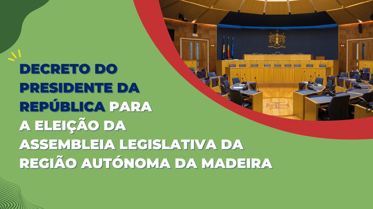 Foi publicado, hoje, em Diário da República, o decreto que marca a eleição para a Assembleia Legislativa da Região Autónoma da Madeira para 24 de setembro.

👉 Pode consultar o decreto na íntegra em: bit.ly/3NFHUkB

#CNE #ALRAM