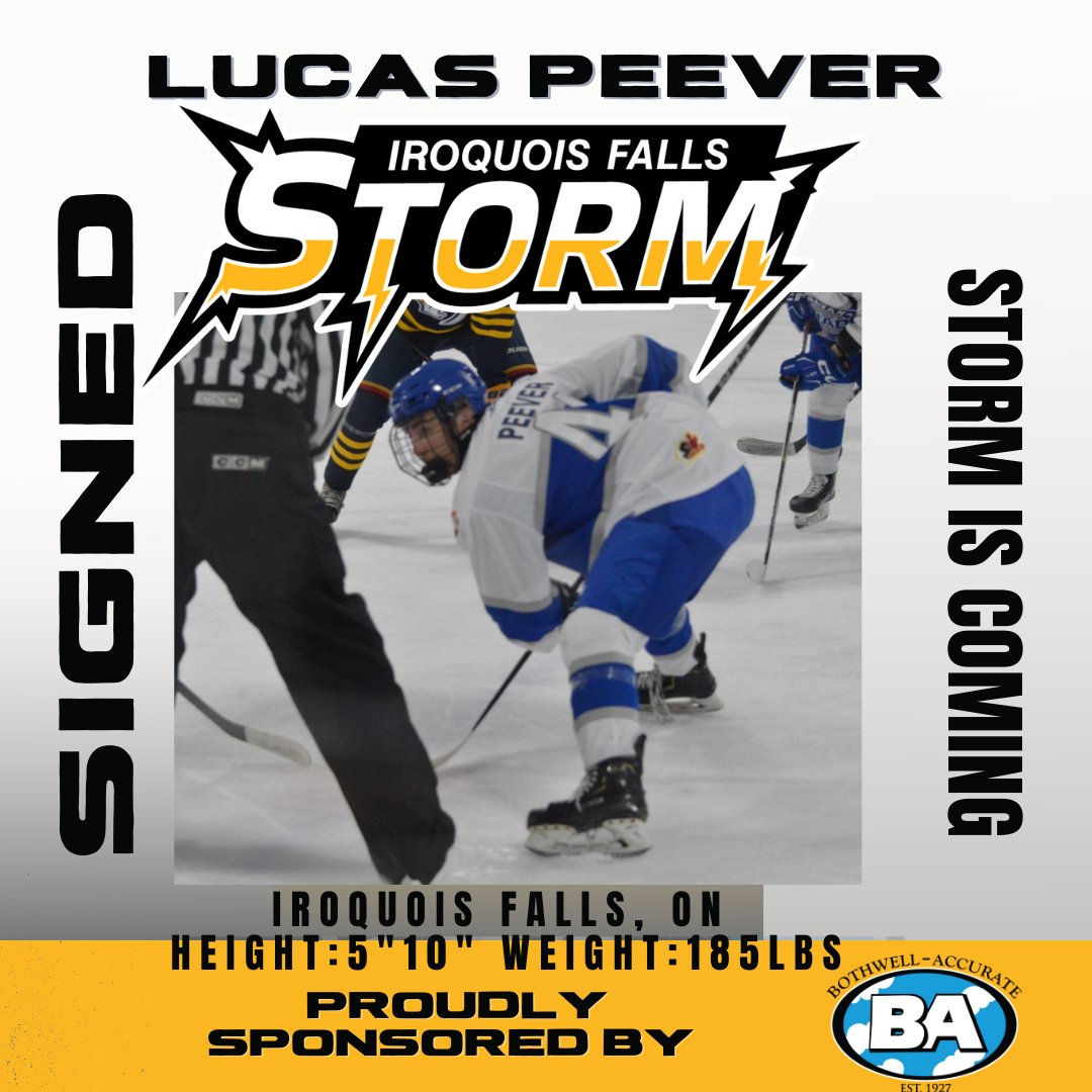 IFSTORMNOJHL's tweet photo. #NOJHL #committed
#buildingteam The Iroquois Falls Storm Jr A Hockey Club proudly announce the #signing of Lucas Peever. ✍
Welcome to the #STORM ⚡️⚡️ https://t.co/kMRW9eCbEc