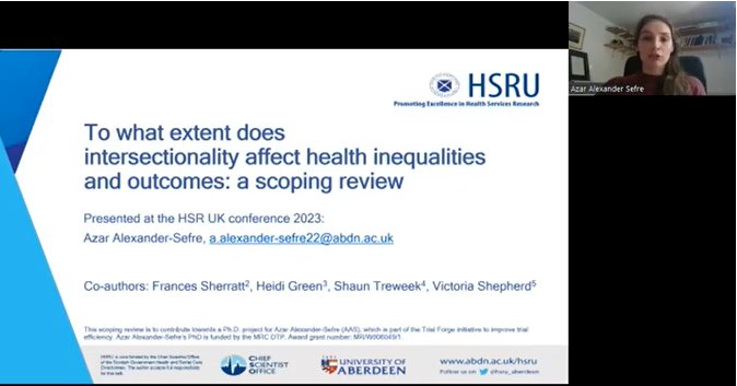 Great poster presentations from Researching Inequalities theme at @HSRN_UK conference, including @AzarASefre: Tackling health inequalities: what is the role of intersectionality in health research?

Pre-recorded: youtu.be/Gms_Fan1DHA

#HSRUK23 @hsru_aberdeen #InclusiveResearch