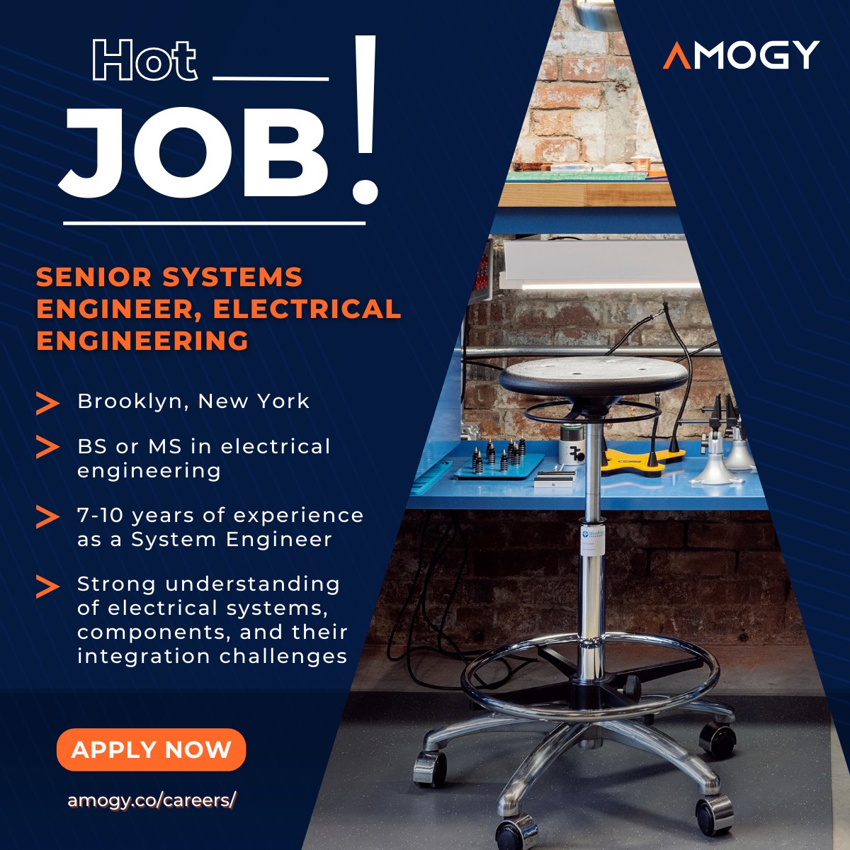 amogyinc's tweet photo. Amogy's #HotJob ๐ฅ of the week! We are looking for a Senior Systems Engineer (Electrical Engineering) to join our Product team.
๐ For more info & to apply: https://t.co/tneOKIOXeZ
#EngineeringJobs #ClimateJobs #CleanTechJobs #CleanEnergyJobs #TechJobs https://t.co/mwntMSGl7X