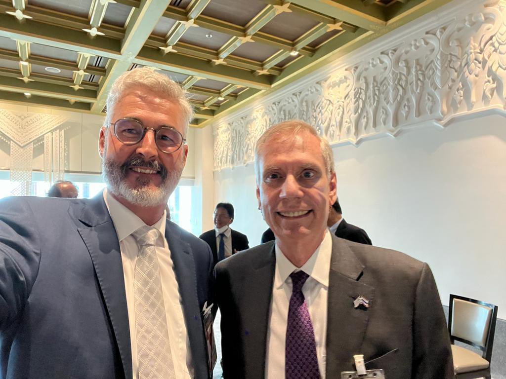 SwissAmbTHA's tweet photo. Getting together with my diplomatic colleagues for the opening ceremony of the newly elected🇹🇭parliament by HM King Maha Vajiralongkorn. Impressive edifice where the first sessions of the House of Representative are taking place this week https://t.co/sQs92wYGu6