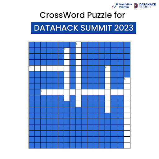 AnalyticsVidhya's tweet image. Unleash your mind&apos;s potential, decode clues, and conquer this thrilling  challenge. 

Become the crossword champion, crack codes, and discover your  inner genius. Find hints and info on our website: analyticsvidhya.com/datahack-summi…

#datascience #analyticsvidhya #datahacksummit2023