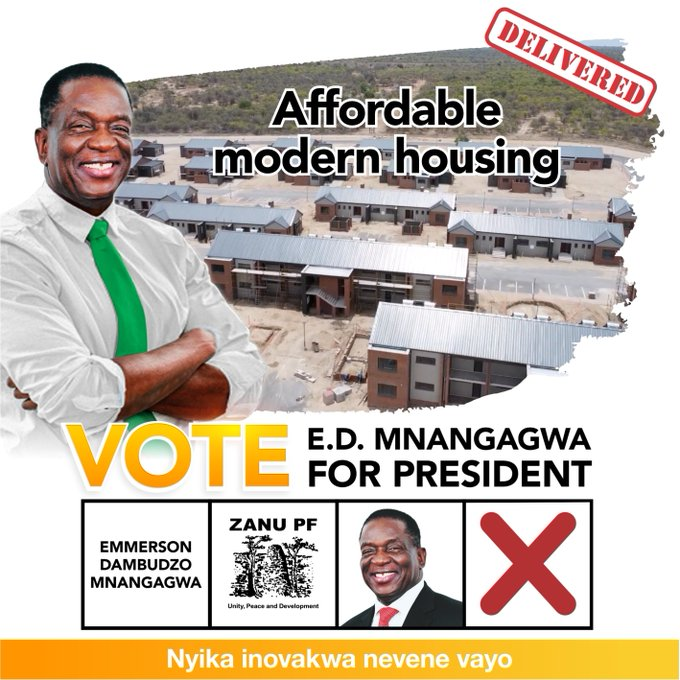 Under @edmnangagwa administration, ownership, as well as access to modern and affordable housing, remain key priority areas in our national development matrix and quest to improve the standard of living of our people @Mug2155 @Shashie08 @dereckgoto @Tinoedzazvimwe1 @Lloyd_moyo1