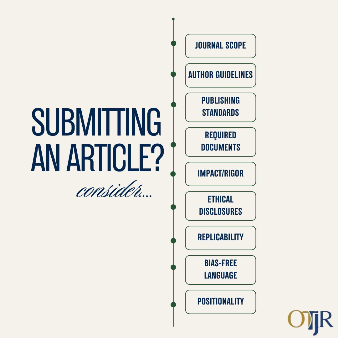 OTJRJournal's tweet photo. Feeling ready to submit? Awesome! Take a look at our submission guidelines to help prepare you for success!
https://t.co/EfgdbeNr4X
#OT #OTResearch #publishing #occupationaltherapy #OTRL #OTP #OTA #COTA #occupationaltherapist #OTstudent #OTlife #academicchatter https://t.co/1fRiUJ43aG