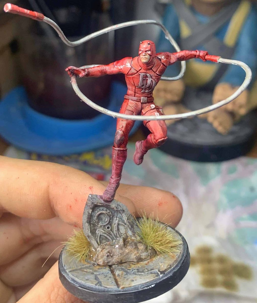 WaylandGames's tweet photo. It's #WipWednesday, and Taylor has been making great progress on his #MarvelCrisisProtocol Daredevil.
What projects have you started working on this week?
#Miniatures #Wargaming #MiniatureWargaming #Marvel #MCU #Daredevil #MarvelDaredevil #MiniaturePainting #ModelPainting https://t.co/Nu7wmhMw8A