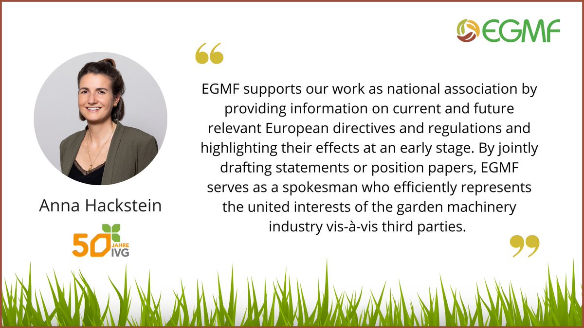 EgmfEu's tweet photo. 📢 Time to meet our members! We spoke with Anna Hackstein, General Manager at Industrieverband Garten e.V. (IVG), the German industry association representing the interests of manufacturers of consumer goods in the green sector 🌿

Full interview here 👉 https://t.co/huy1yjCWji https://t.co/MlGP7L2FQC