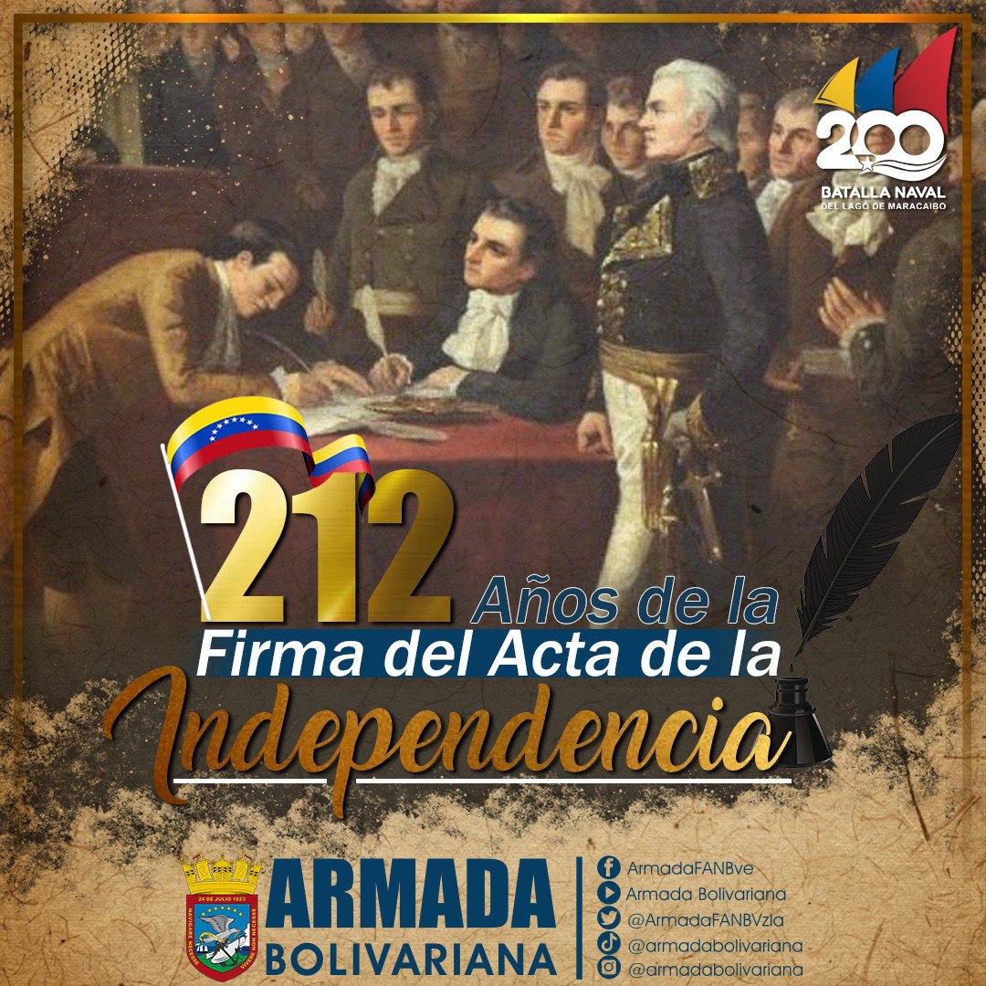 Venezuela entera celebra a una sola voz, el momento más importante de su historia. 
Documento glorioso que dio inicio al más noble sueño jamás concebido, del que se desprendieron hazañas, que mostraron toda la grandeza de esta tierra, vientre bendito de Gigantes Invencibles.