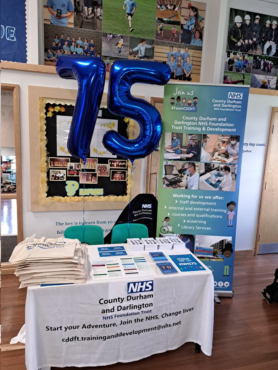 Members of #TeamCDDFT out this afternoon at Acre Rigg Academy in Peterlee engaging with pupils about the various career opportunities within the NHS. @CDDFTNHS @wayneghall @And0142 @BurnKathryn