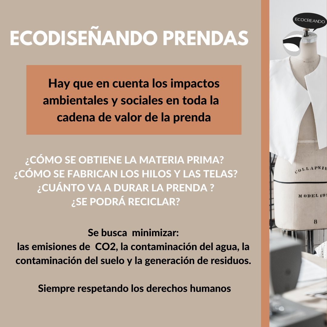 EcocreandoP's tweet photo. #ECODISEÑO ¿Cómo aplicarlo a la moda? Mira las imágenes para saber más
🎧https://t.co/wIiT4nNzl2
🧐Recuerda #pequeñosgestosgrandescambios
#fastfashion #slowfashion #modasostenible #modacircular #upcycling #downcycling #impacto #residuos #reciclajetextil #economiacircular https://t.co/1GuXbtoi9C