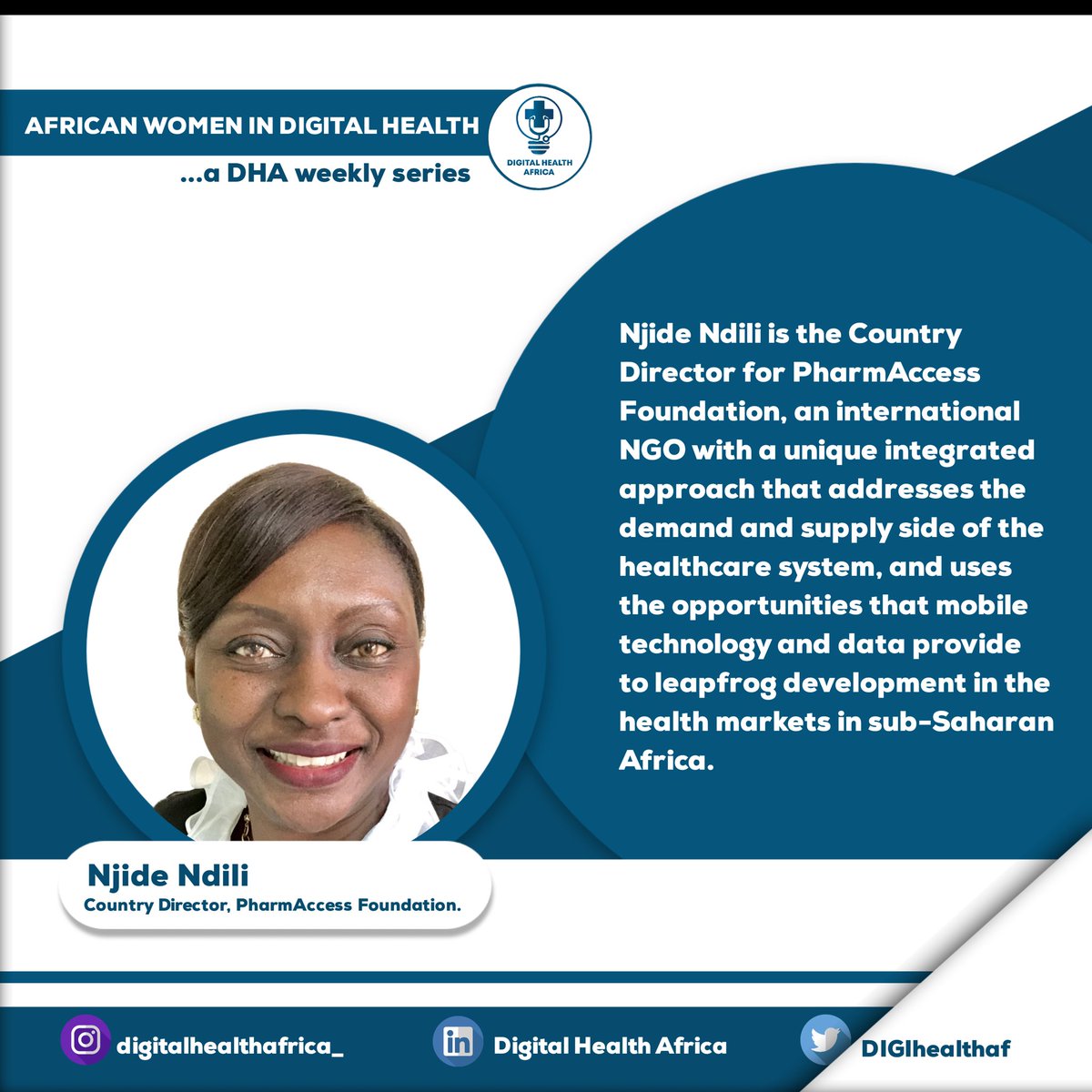 Digital Health Africa (@digihealthaf) on Twitter photo 🥉AFRICAN WOMEN IN DIGITAL HEALTH
This week,our spotlight is on <a href="/NjideN/">Njide Ndili</a> ,the Country Director for <a href="/PharmAccessOrg/">PharmAccess</a> , an international NGO with a unique integrated approach that addresses the demand and supply side of the healthcare system.
Read more :
linkedin.com/feed/update/ur… 🥉AFRICAN WOMEN IN DIGITAL HEALTH
This week,our spotlight is on <a href="/NjideN/">Njide Ndili</a> ,the Country Director for <a href="/PharmAccessOrg/">PharmAccess</a> , an international NGO with a unique integrated approach that addresses the demand and supply side of the healthcare system.
Read more :
linkedin.com/feed/update/ur…