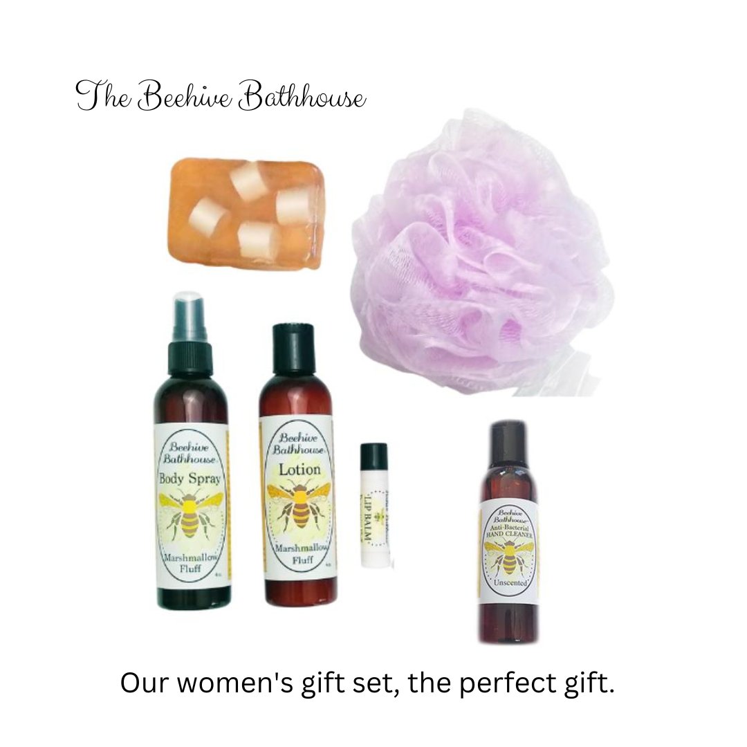 If you need the perfect gift or a self-care gift, our women's gift set is it! 

Available in many fragrances. 

#TheBeehiveBathhouse 
#WomensGift #selfcare