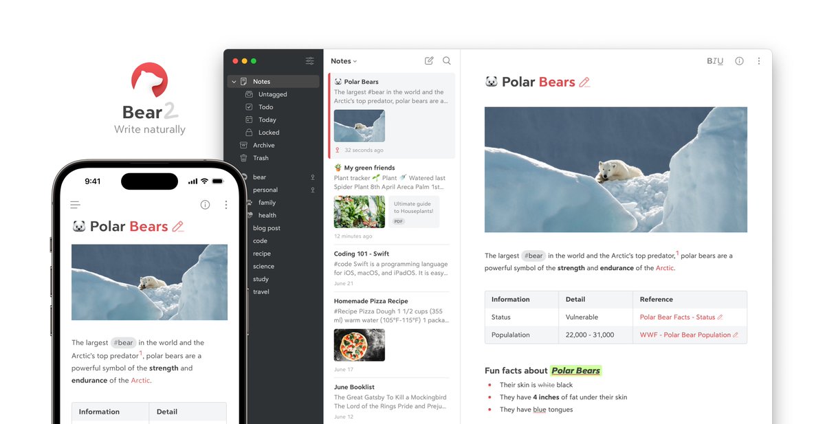 Bear - Markdown Notes tweet media