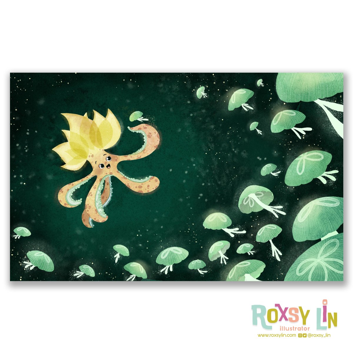 A joyful encounter with magical creatures!! 🤩 I love the ocean and its mysteries. Creating this piece gave me a lot of happiness. I'm open to new projects!! Picture Books, Board Books, and interiors.

#kidlit #scbwi #Illustrator