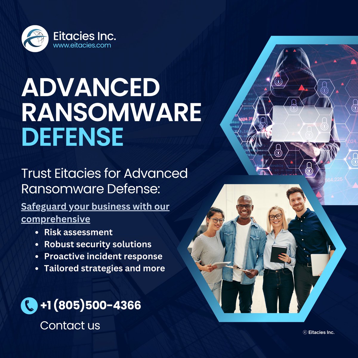 EITACIES's tweet photo. https://t.co/HsD3V9V3Sq - Stay one step ahead of ransomware attacks with Eitacies. Our comprehensive risk assessment, proactive incident response, and tailored defense strategies provide the utmost protection for your business. #RansomwareProtection #Eitacies #itsolutionsprovider https://t.co/kVaRWdJsuh