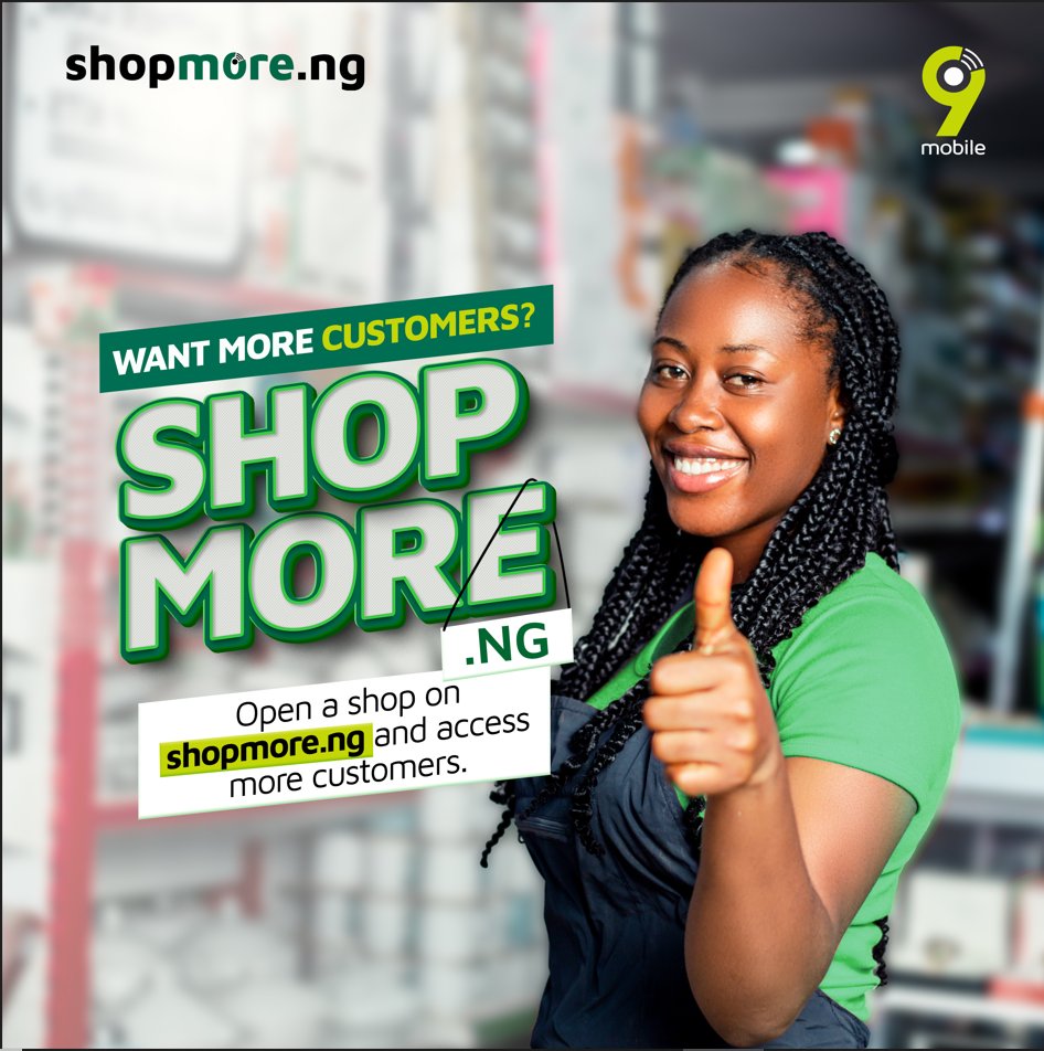 T2mobile_ng's tweet photo. Showcase your products to potential buyers and grow your business with an online marketplace that gives you more!
Visit https://t.co/RQhvWqQVy8 now to get started.
#ShopMore
#9mobileNG https://t.co/M5EDhW1lni