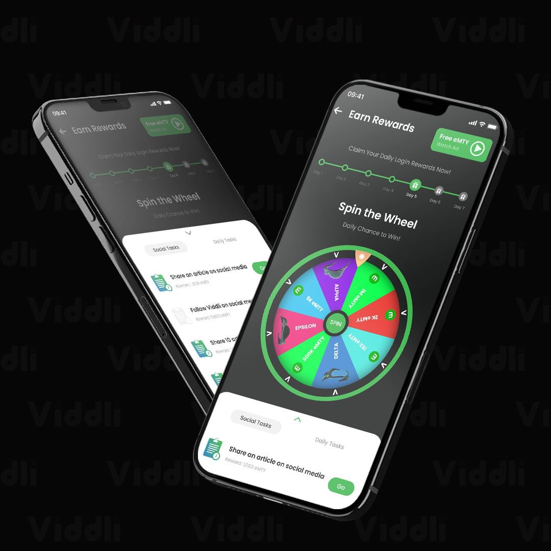 ViddliApp's tweet photo. We are building a new feature in the App: „Rewards“

These are small repetitive tasks you can complete inside the app to earn more eMTY. https://t.co/r9bKVJnUpt