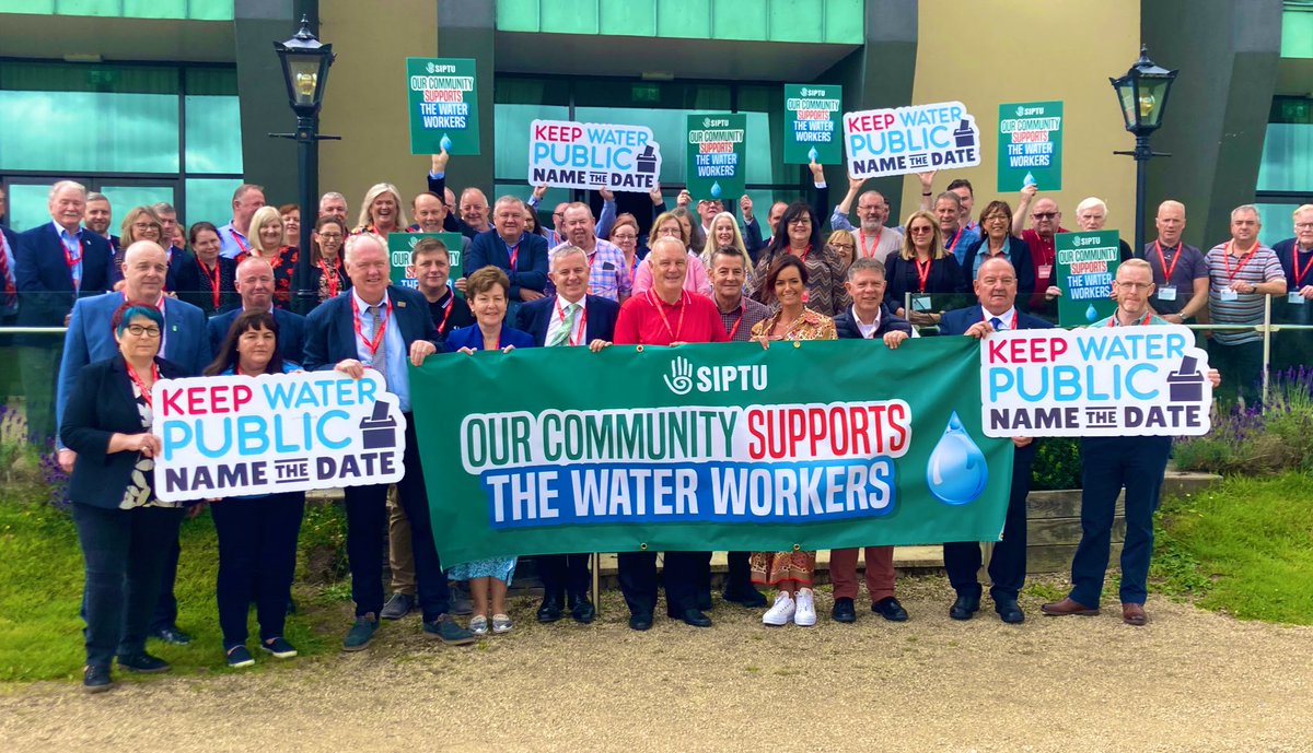 Union members are standing up to say #KeepWaterPublic! 

We are calling on government to keeps its promise and #NameTheDate for a referendum on the public ownership of water services #BDC2023 @siptu @UniteunionROI @ConnectUnion @forsa_union_ie @irishcongress
