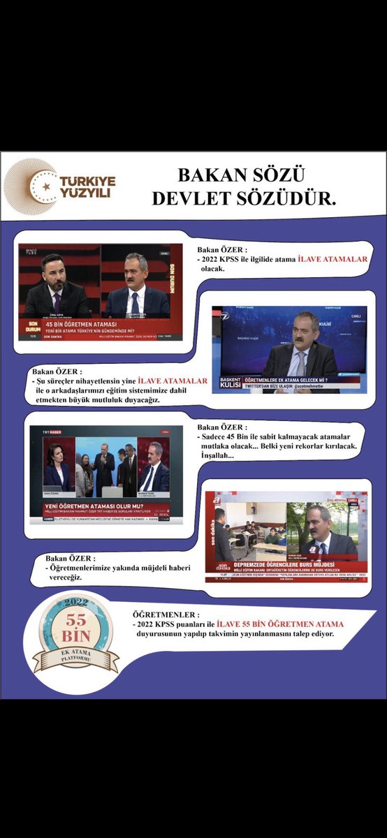 pelo26pelo's tweet photo. Ülkenin eski Milli Eğitim Bakanı @prof_mahmutozer 2022 Kpss ile ilave atamalar olacak diyor ama nedendir bilinmez ek atama bekleyen öğretmenler görmezden geliniyor.
Devlet sözüne güvendik yüksek puanlarımızla sınırda kaldık.
@Yusuf__Tekin @RTErdogan
#Devletinonuru202255binRTE https://t.co/dz0rggQ8cz