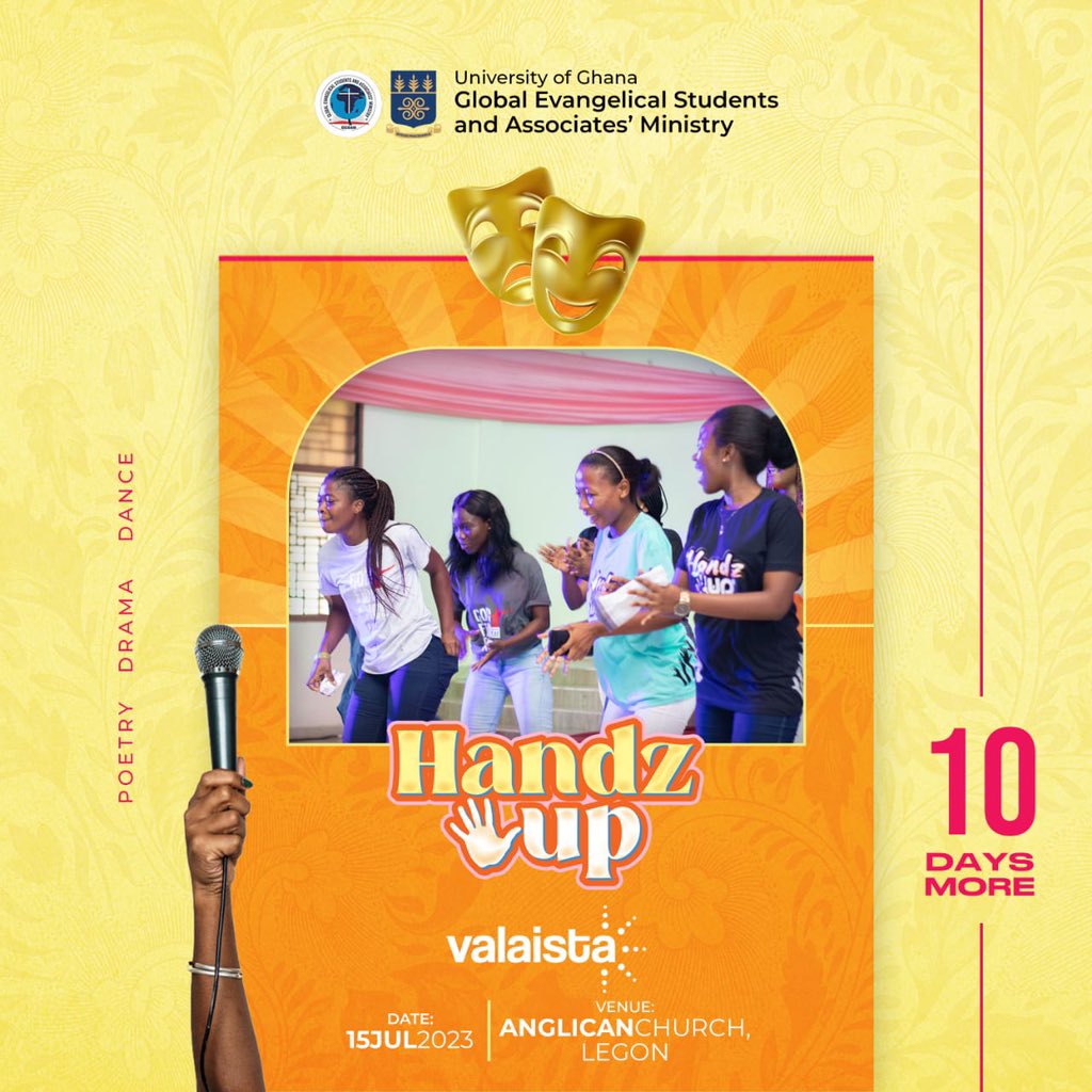 gesam_legon's tweet photo. The presence of the Lord is not beyond reach😇
It is with us😍
It is here, at HANDZUP'23🙌.
Join us at the Anglican church, Legon on the 15th of July, 2023, at 4 pm🥳🥳.

Do remember to grab a T-shirt too!🥹

 #HandzUp23 🎭
 #Valaista
 #Illuminate https://t.co/DpxtJItNZ9