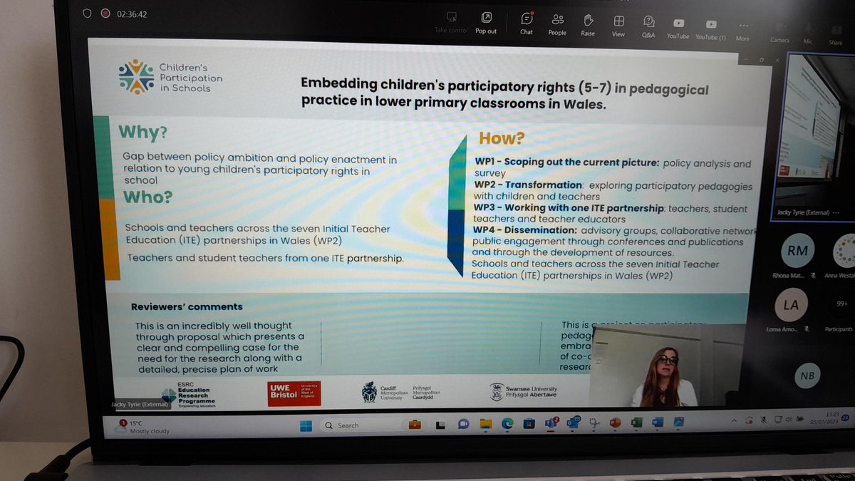 Hearing now from @sarahchicken1 from @UWEBristol talking about the gap between policy ambition and enactment in relation to young children's participatory rights in school and the work being developed to transform this #EYVoices