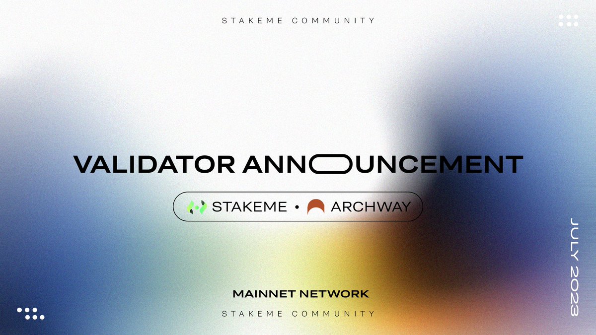 stakeme_pro's tweet photo. 🟠 Updates from Archway! 

The mainnet of the project was launched recently. And we are happy to present STAKEME as a reliable validator! 

Thanks to @archwayHQ for letting us validate their network.
Our validator: https://t.co/yt63J951zY https://t.co/E3a3dKHcvV