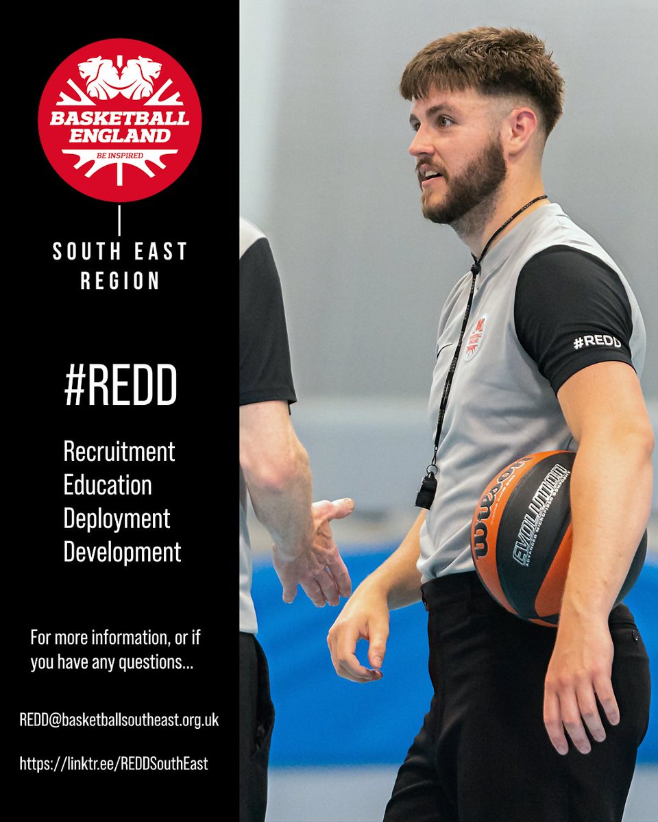 BballSouthEast's tweet photo. REDD South East

Recruitment
Education &amp; Training
Deployment
Development

We have a new email address for the management of our officials development programme in the South East Region (Kent, Surrey, Sussex)...

REDD@basketballsoutheast.org.uk

#REDDSouthEast https://t.co/sxszPjtr1c