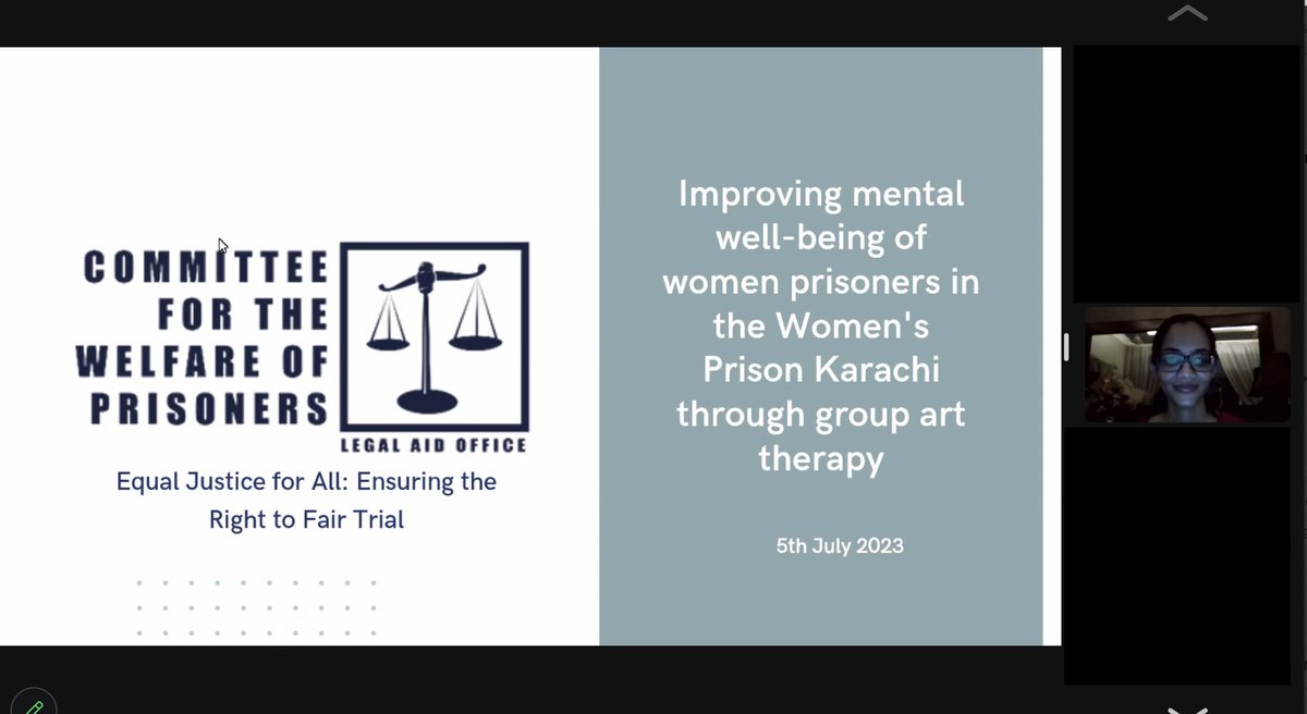 Productive small scale research presentation today with Fatiman Farooqui, talking about the project delivered within the Legal Aid Office in PK: Improving the mental wellbeing of women prisoners through group art therapy, in Central Prison Karachi. @IRDGlobal @NIHRglobal