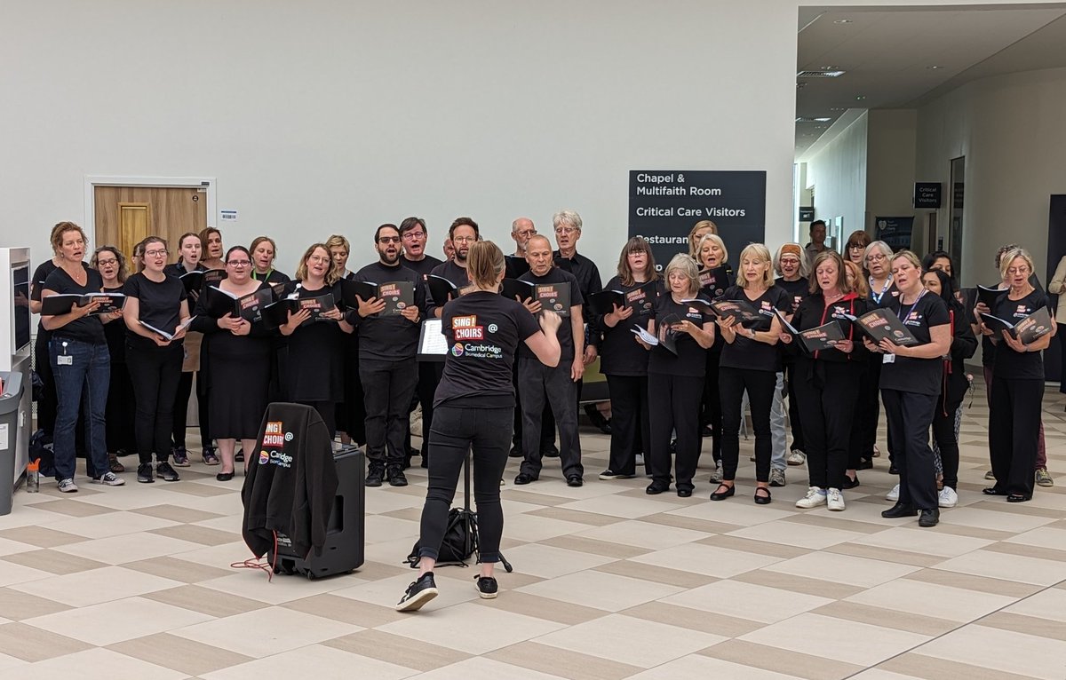 CamBioCampus's tweet photo. The choir doing a brilliant job entertaining staff and patients at @RoyalPapworth for #NHS75 https://t.co/1GRWC7FRxt