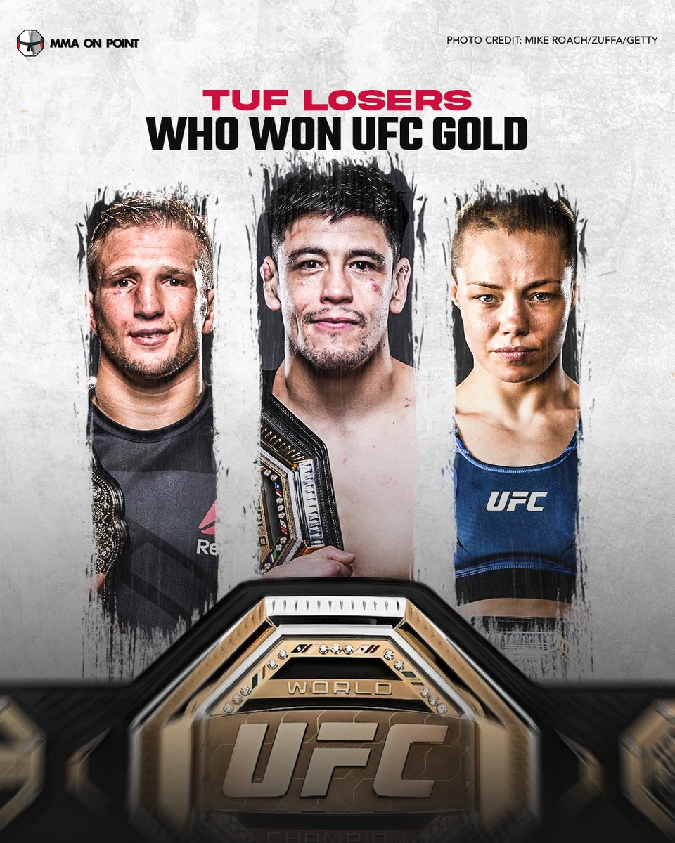 Brandon Moreno - Lost in the first round of TUF 24 - Two time UFC FLW champion.

T.J. Dillashaw - Lost in the TUF 14 finale - Two time UFC BW champion.

Rose Namajunas - Lost in the TUF 20 finale - Two time UFC SW champion. https://t.co/ZBw5pixd4r