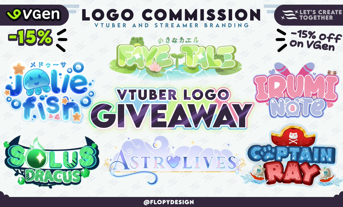 FlopyDesign's tweet photo. Vtuber logo GIVEAWAY

How to be join:
Follow Me☆Retweet &amp; Comment

If you don't want to wait, I've got just what you need! -15%off my VGen orders!
Premium logo 80€➜Now 68$✅️
Standard logo 50€➜Now 42$✅️
https://t.co/i7t21M1yxr

Ends 10th⏰️
#Vtuberlogo #Giveaway #Vtubers https://t.co/84XdCOFLdU