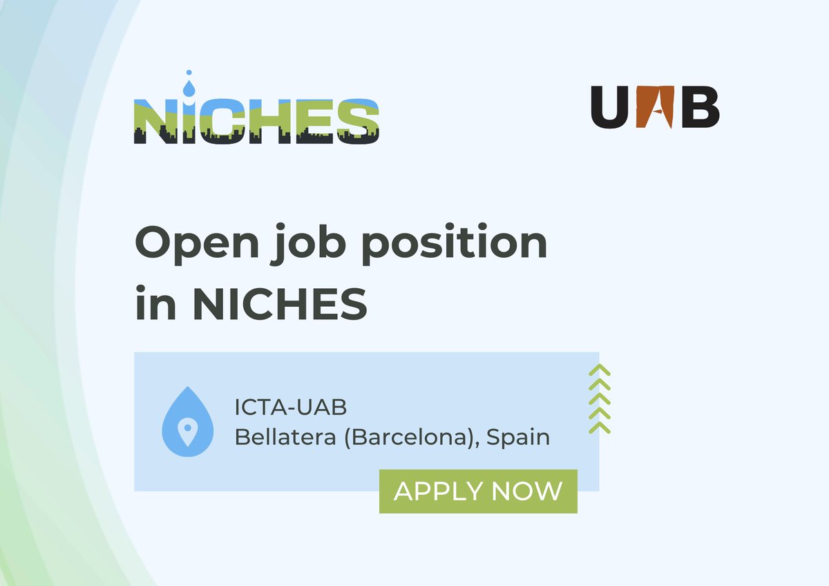 📢 #JobAlert
NiCHES partner <a href="/ICTA_UAB/">ICTA-UAB</a> is looking for a postdoctoral researcher working on nature-based solutions.

ℹ Learn more at our website: bit.ly/3r7zivw