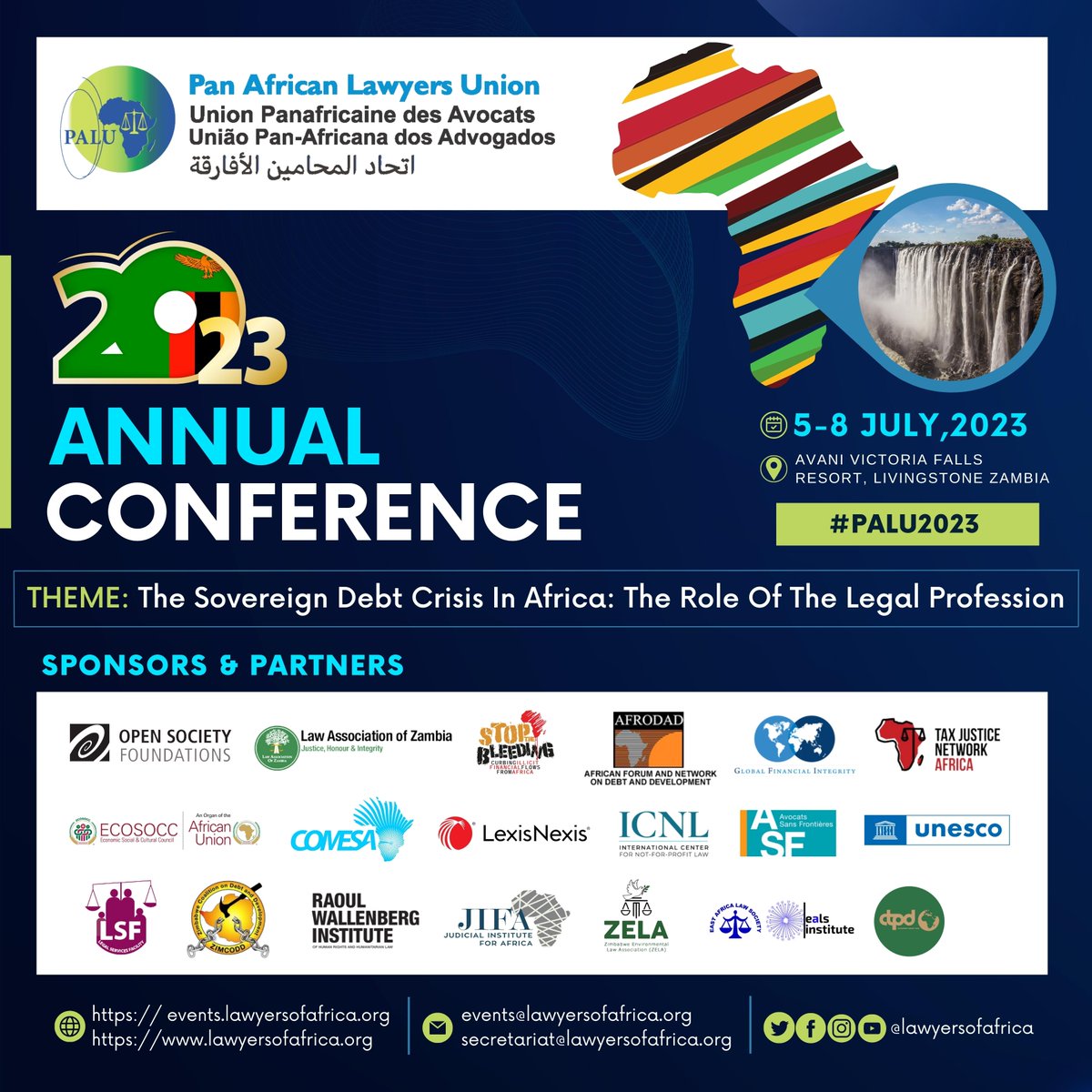 Off the blocks: kindly follow updates on the 5th Annual Conference convened by <a href="/LawyersofAfrica/">PALU</a> under the theme "The Sovereign Debt Crisis in Africa: The Role Of The Legal Profession"

<a href="/AFRODAD2011/">AFRODAD</a> <a href="/ZIMCODD1/">ZIMCODD</a> <a href="/TaxJusticeAfric/">Tax Justice Network Africa</a> <a href="/DeproseM/">Deprose Muchena</a> <a href="/OpenSocietyAfr/">Open Society-Africa</a> <a href="/ActionAidZambia/">ActionAid Zambia</a>