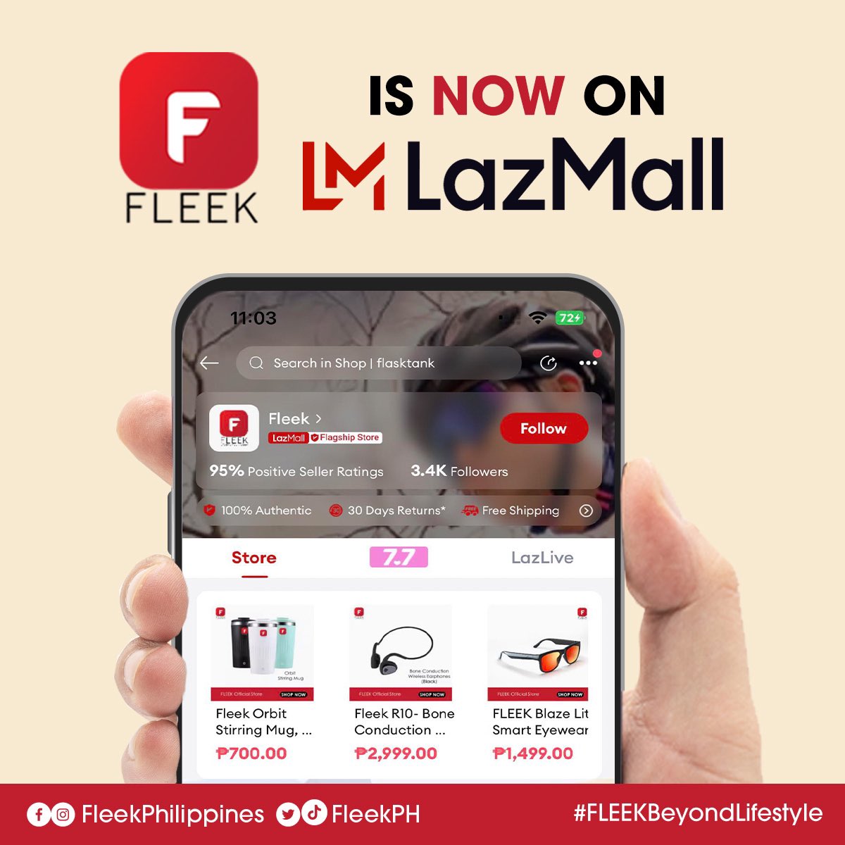 FleekPH's tweet photo. Legit check ✅

FLEEK is now available on 🛍️ Lazmall! 

Follow us on Lazada and shop with 100% confidence. 🎉

Visit our Lazada store: 
🛒https://t.co/uP8XohzBxm

#FLEEKBeyondLifestyle #FLEEKPH #Lazmall #ShopWithConfidence #LazadaPH https://t.co/O4FUnutdSd