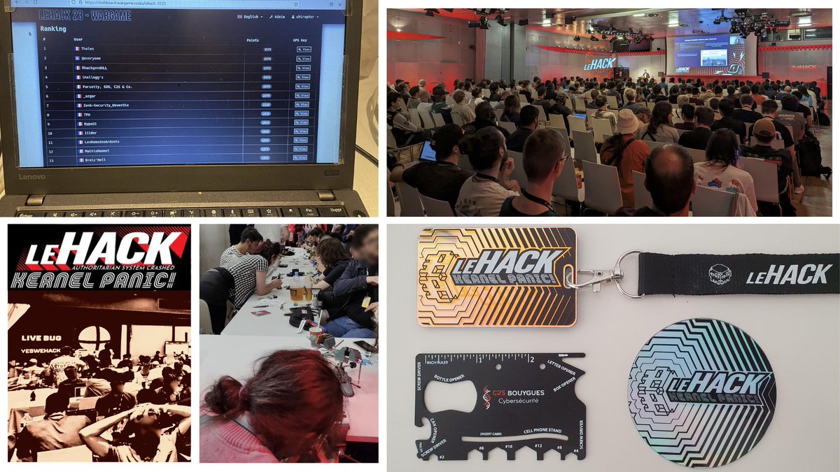 🔒 La semaine dernière, nos collaborateurs <a href="/mmaxly/">mma97</a>  Ahamada et Lorenzo ont participé au #CaptureTheFlag de l'événement <a href="/_leHACK_/">leHACK</a>, un des plus anciens événements dédiés au #hacking en France.
​
ils sont arrivés 5ème sur 300 équipes inscrites !​

#experts #CyberSecurity