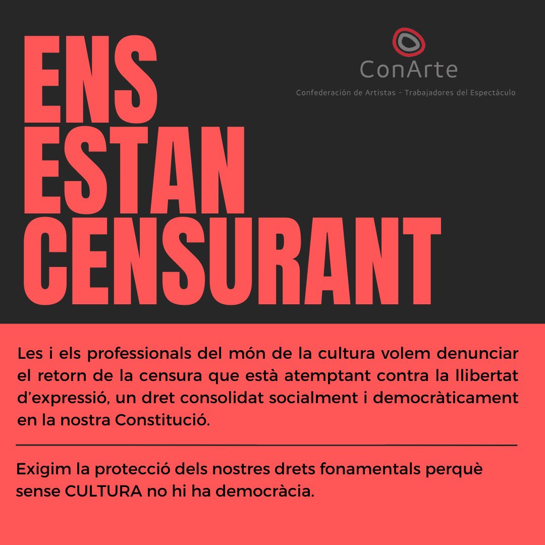 SomArtS_Cat's tweet photo. #CulturaSenseCensura
#CulturaSinCensura
#CulturaSenCensura
#CulturaenSinCensura
#ZentsurarikgabekoKulturak https://t.co/Pbnq5o3x4Y