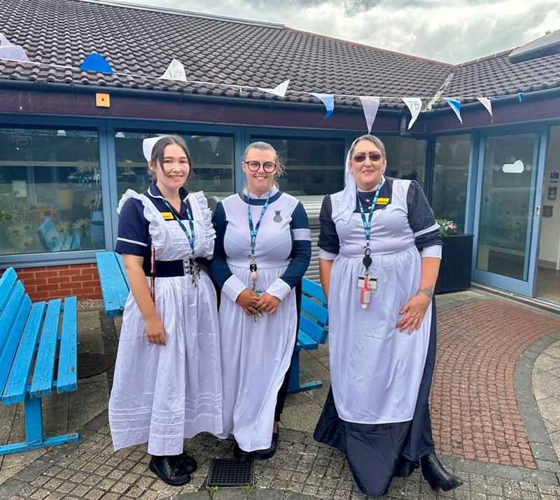 BlackCountryNHS's tweet photo. Our celebrations for #NHS75 are well underway! 🎉Here are some of our wonderful staff at Bushey Fields Hospital, complete with their great attire and party spirit! 📷🥳🎂7⃣5⃣💙 
#NHSBirthday https://t.co/x4EmIBiZNN