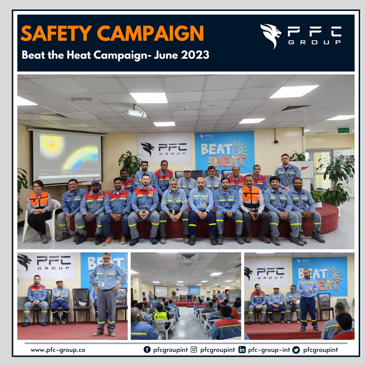 PFC Group has rolled Safety Campaign on Beat the Heat campaign focused on raising awareness about the importance of safety measures to combat heat stress. 
#PFC #BeatTheHeat #HeatStress #BeatTheHeat2023
