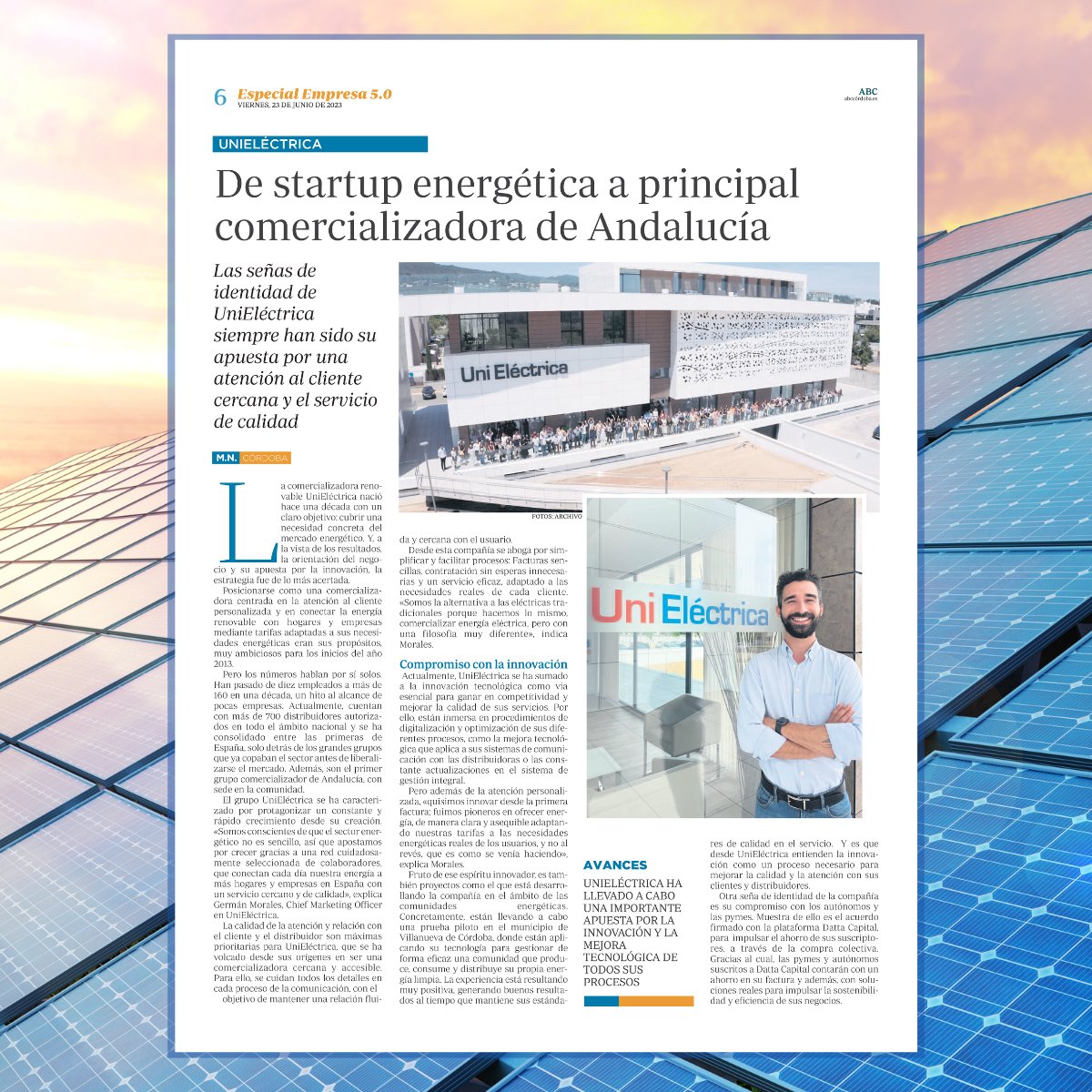 Nos alegra formar parte del Especial empresas 5.0 del <a href="/abccordoba/">ABC Córdoba</a> junto a grandes proyectos como los de <a href="/SPGrouppack/">SP Group</a>  #SILBON  <a href="/gray4hats/">Grayhats</a>  <a href="/AP_lawyers2/">A&P Lawyers</a>  y <a href="/sadecocordoba/">Sadeco Córdoba</a> que nos acompañan afrontando el reto de los modelos productivos sostenibles ♻️#notodaslaselectricassoniguales