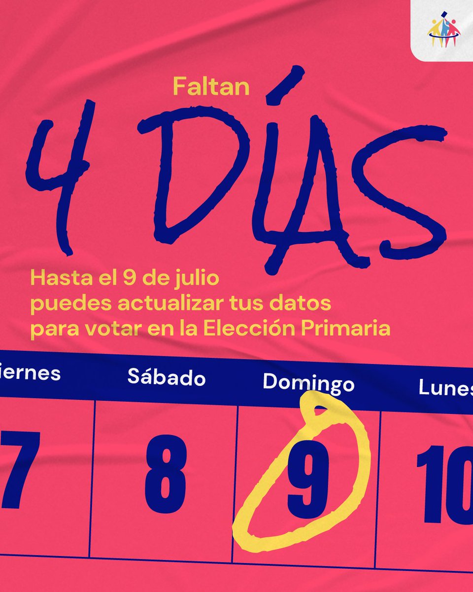 cnprimariave's tweet photo. El 22 de octubre podemos ser millones si actualizas tus datos para votar en la Elección Primaria. Ejerce tu derecho y comparte esta publicación con tus familiares y amigos.
https://t.co/uqnMlGFcME https://t.co/NLHWem2Qmx