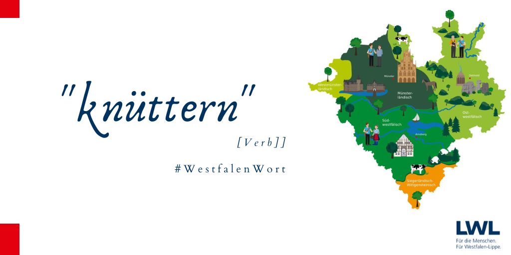 Wenn Kinder knüttern, lassen sie ihre Umgebung durch Murren oder Nörgeln wissen, dass sie unzufrieden sind. Ursprünglich wurden mit dem Wort vermutlich Tierlaute wiedergegeben. 
Es gibt auch verschiedenen Zusammensetzungen wie Knütterbernd oder Knütterkopp.
#LWL #Westfalenwort