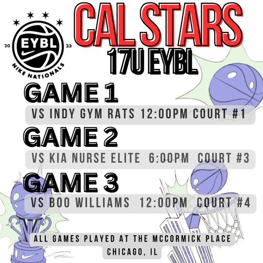Cal Stars 17u Nike EYBL <a href="/NikeGirlsEYBL/">Nike Girls EYBL</a> Nike Nationals Schedule! Where the best of the best compete! #onetwostars  All Games streamed for free at nikegirlseybl.com