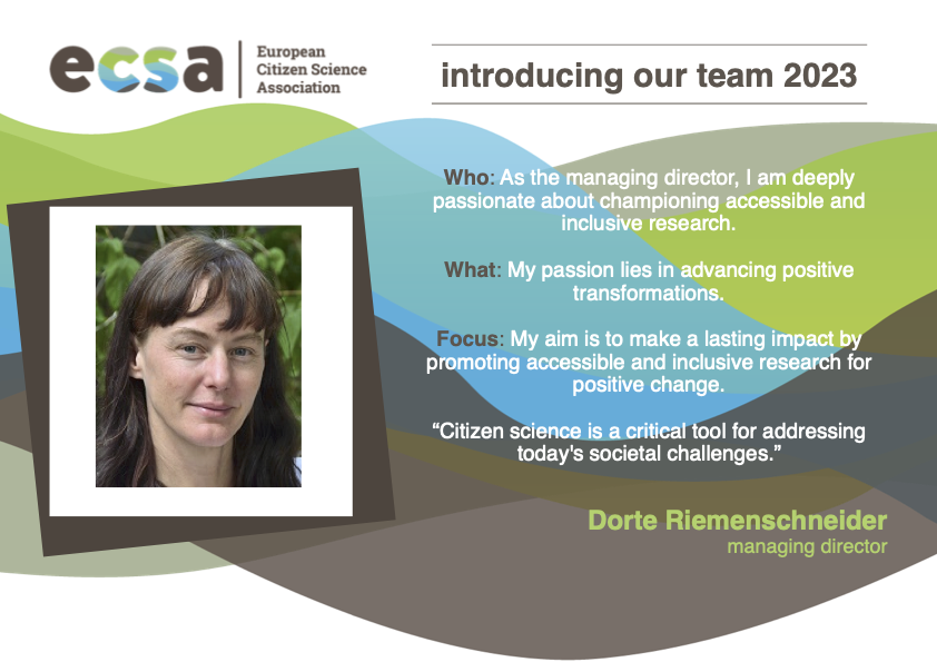 EuCitSci's tweet photo. Meet our managing director @DorteRiem 👋 At ECSA HQ, Dorte is advancing positive transformations through  #citizenscience and inspiring the team to think creatively to make  research more #accessible and #inclusive.

 #meettheteam #citizenscience https://t.co/gjcswEnCnl