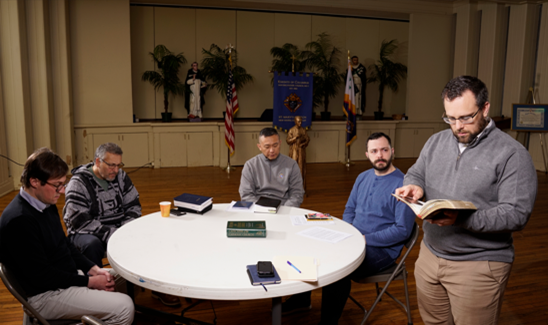 KofC's tweet photo. Catholic men need to invest in their faith formation, foster brotherhood, and engage in the mission of the Church. The Cor initiative aims to do this. Learn more about the Knights of Columbus Cor pilot initiative: https://t.co/dTvPoIOQco https://t.co/KpVnwqasub