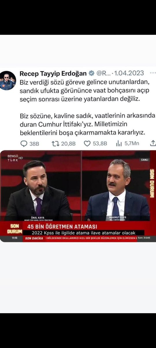 Devlet sözü bir onurdur.Bu verilen sözünü yerine getirmek devlet büyüklerimizin işidir. İnanıyoruzz

Bu sözü yerine getireceğinden hiç şüphemiz yoktur Sayın Cumhurbaskanim <a href="/RTErdogan/">Recep Tayyip Erdoğan</a>

#Devletinonuru202255binRTE