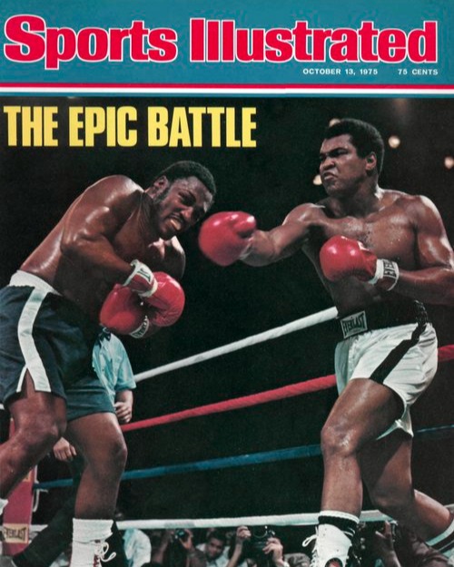 MuhammadAli's tweet photo. Sports Illustrated Cover: October 13, 1975.

WBC/WBA World Heavyweight Title: The Thrilla in Manilla

Muhammad Ali throwing a right punch vs Joe Frazier during their fight in the Philippines.

📸: @LeiferNeil 

@SInow https://t.co/tnIrKi2yjL