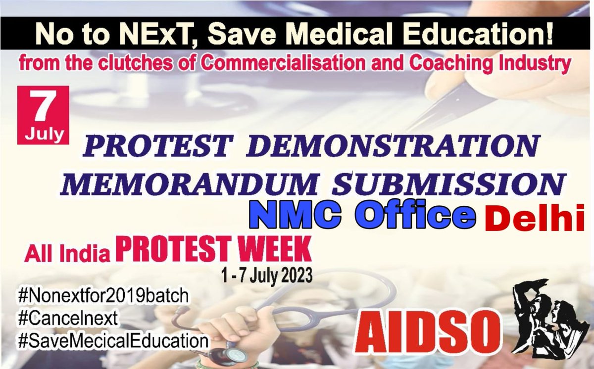 Protest demonstration and memorandum submission to NMC office
7 July , 23

#nonextfor2019batch
#cancelnext
#savemedicaleducation
#AIDSO
<a href="/NMC_IND/">National Medical Commission</a> <a href="/DrMridulSarkar/">Dr Mridul Sarkar</a> <a href="/AIDSO_SOURAV/">Sourav Ghosh</a> <a href="/medicaldialogs/">Medical Dialogues</a> <a href="/PMOIndia/">PMO India</a> <a href="/MoHFW_INDIA/">Ministry of Health</a>