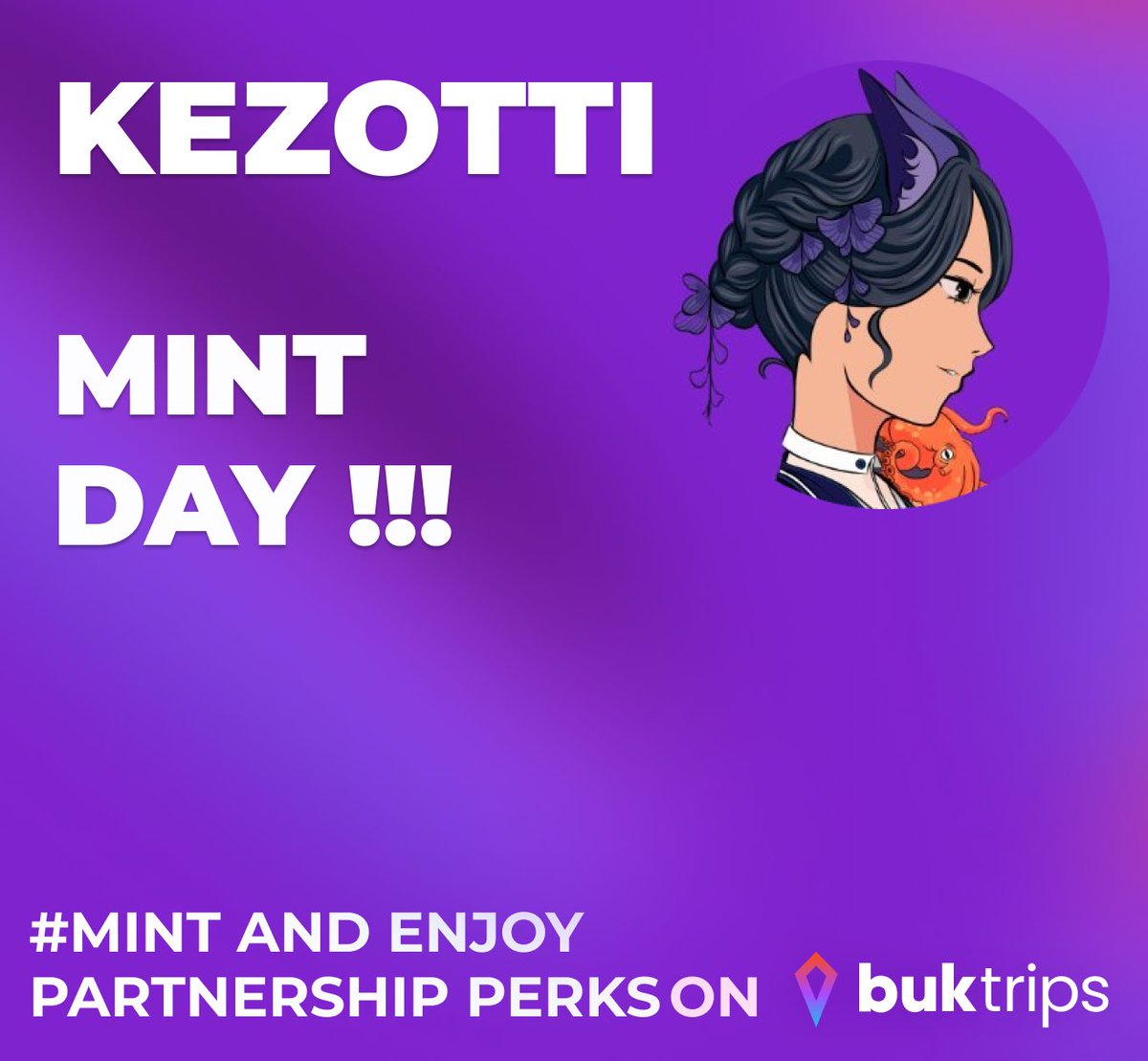 BukProtocol's tweet photo. ✨Mint day for @kezotti !✨

Seize this chance and don't let it slip away!

🛠Mint your exclusive Kezotti NFT now and gain access to a realm of exciting partnership benefits with BukTrips. 🤝🎁

#BukTrips  #KezottiMinting  #PartnershipPerks #NFT https://t.co/ogAZNVgHz3