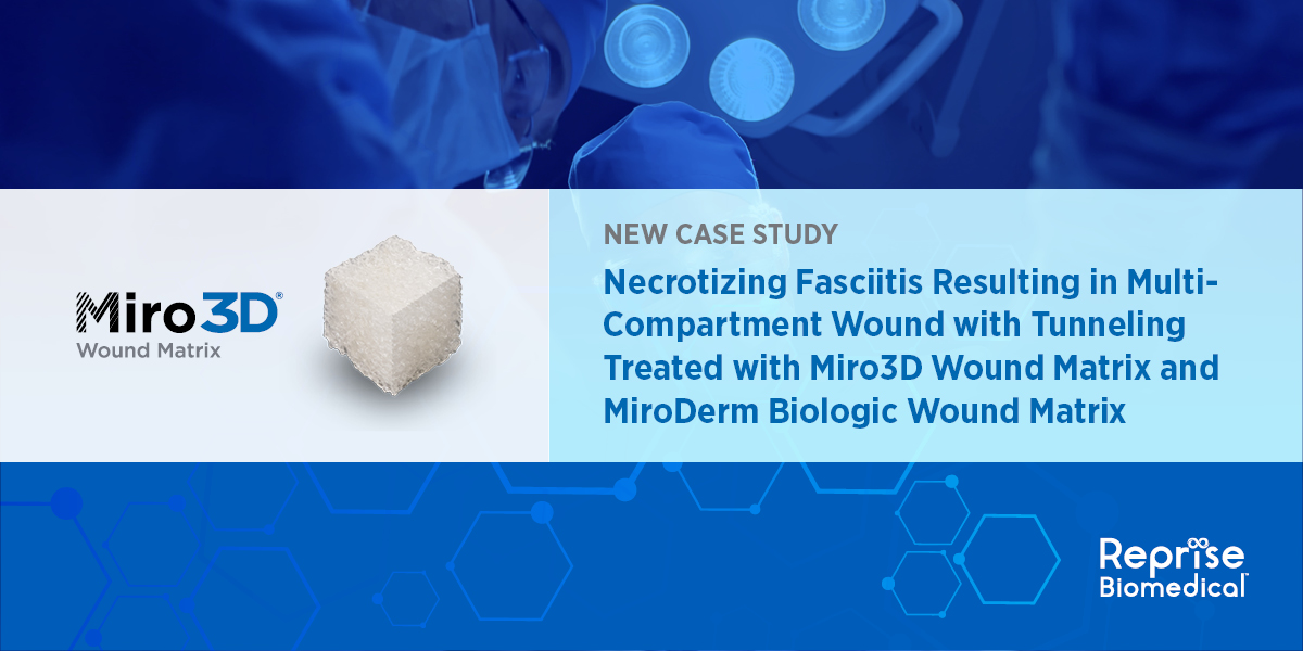 RepriseBio's tweet photo. NEW case study – Necrotizing Fasciitis Resulting in Multi-Compartment   Wound with Tunneling Treated with Miro3D Wound Matrix and MiroDerm Biologic   Wound Matrix: https://t.co/enACXOFqOb
Risk Info: https://t.co/kevETNiM0C
#woundcare   #woundmanagement https://t.co/Jn9eJ0nW7j