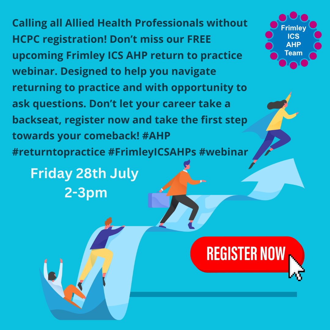 Thinking of returning to practice? Got questions about how it all works? Come along to our FREE #returntopractice webinar on Friday 28th July hosted by @WilFirth Register today! @FrimleyHC eventbrite.co.uk/e/frimley-ics-…